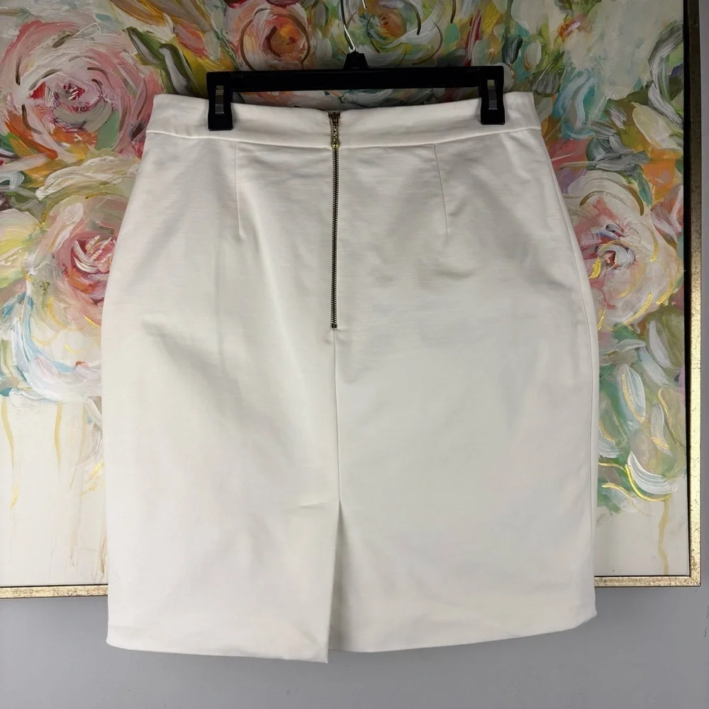 Kate Spade New York White Pencil Skirt Size 10 Back Zip Minor Marks